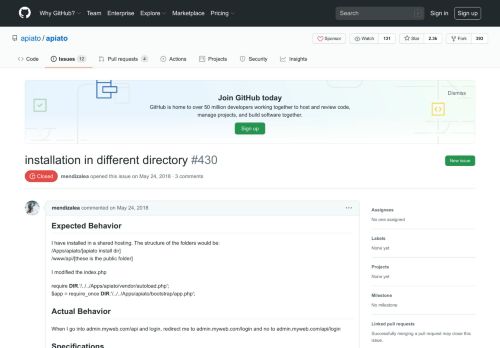 
                            12. installation in different directory · Issue #430 · apiato/apiato · GitHub