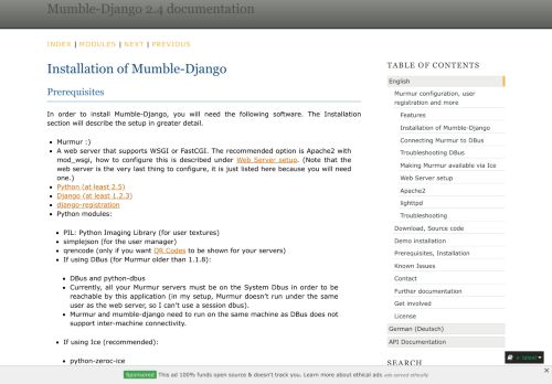 
                            7. Installation of Mumble-Django — Mumble-Django 2.4 documentation