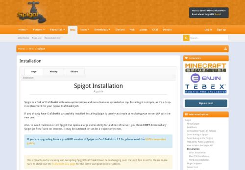 
                            2. Installation | SpigotMC - High Performance Minecraft