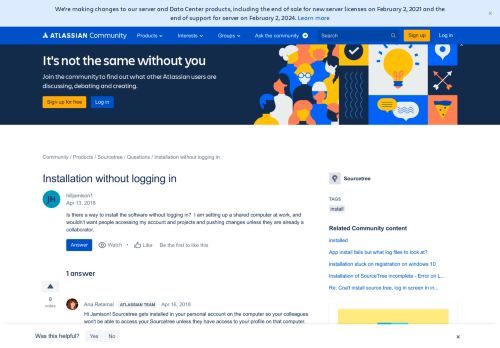 
                            7. Installation without logging in - Atlassian Community