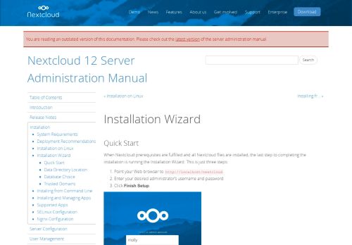 
                            1. Installation Wizard — Nextcloud 12 Server Administration Manual 12 ...