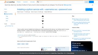 
                            13. Installing a python service with --username xxx --password xxxx ...
