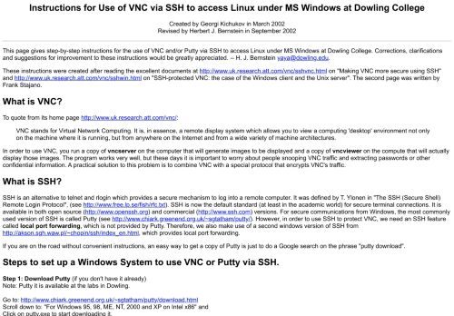 
                            6. Installing and Using VNC and/or Putty - Bernstein + Sons