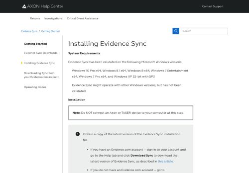 
                            13. Installing Evidence Sync – Axon Help Center