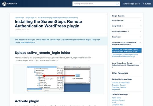 
                            3. Installing the ScreenSteps Remote Authentication WordPress plugin ...