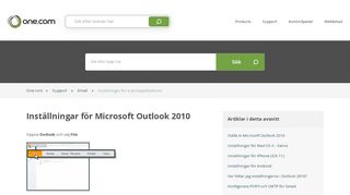 
                            5. Inställningar för Microsoft Outlook 2010 – Support | One.com