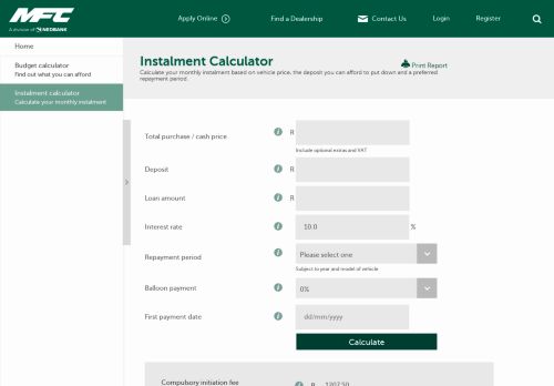 
                            8. Instalment calculator - MFC