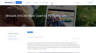 
                            3. Instant Articles Now Open to All Publishers - Facebook