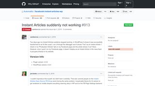 
                            8. Instant Articles suddenly not working · Issue #913 · Automattic ...