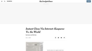 
                            13. Instant Chess Via Internet: Kasparov Vs. the World - The New York ...