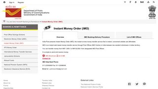 
                            10. Instant Money Order (IMO) - India Post
