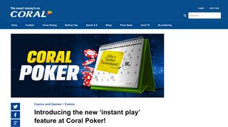 
                            6. Instant Play at Coral Poker | Play Now