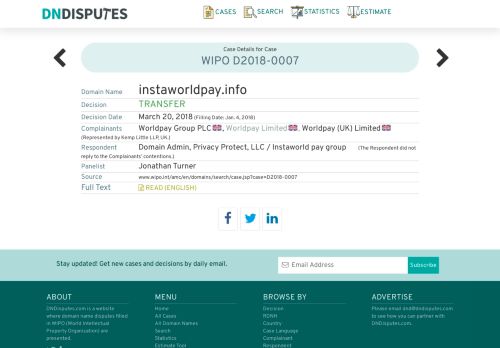 
                            8. instaworldpay.info Domain Name Dispute Case | DNDisputes.com