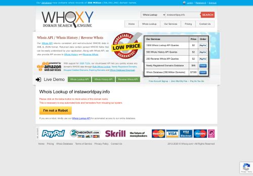 
                            13. Instaworldpay.info [Whois Lookup, Whois History & Reverse Whois]