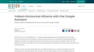 
                            13. Insteon Announces Alliance with the Google Assistant - PR Newswire