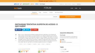 
                            13. instgram com tentativa suspeita de acesso - Techtudo-Forum