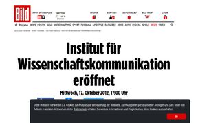 
                            13. Institut für Wissenschaftskommunikation eröffnet - Stuttgart - Bild.de