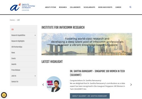 
                            11. Institute for Infocomm Research (I2R) > HOME