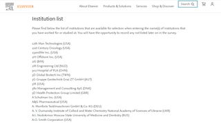 
                            10. Institution list - Elsevier