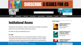 
                            2. Institutional Access | History Today