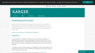 
                            2. Institutional Access - Karger Publishers