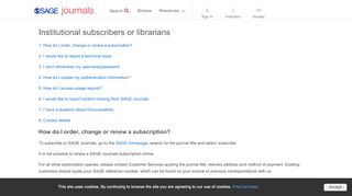
                            4. Institutional subscribers or librarians : SAGE Journals