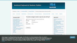 
                            2. Institutul National de Sanatate Publica. - >> Proceduri RENV ...