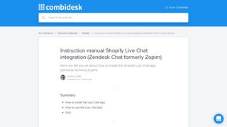 
                            11. Instruction manual Shopify Live Chat integration (Zendesk Chat ...