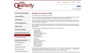
                            12. Instructions for Authors: Sample Cover Letter - MIS Quarterly