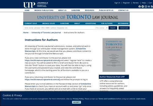 
                            9. Instructions for Authors | University of Toronto Law Journal