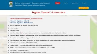
                            4. Instructions for registration - Madras University :: Institute of Distance ...