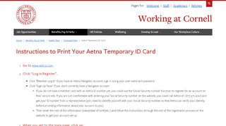 
                            9. Instructions to Print Your Aetna Temporary ID Card - Cornell University ...