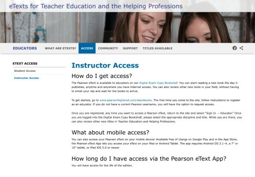 
                            7. Instructor Access | Educators | eTextbooks for ... - Higher Education