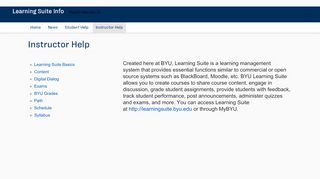 
                            7. Instructor Help - Learning Suite Information - BYU