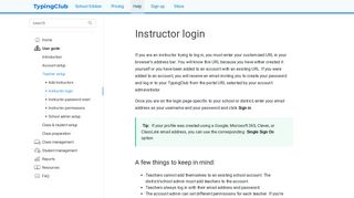 
                            3. Instructor login - TypingClub