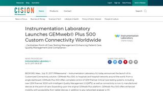 
                            10. Instrumentation Laboratory Launches GEMweb® Plus 500 Custom ...