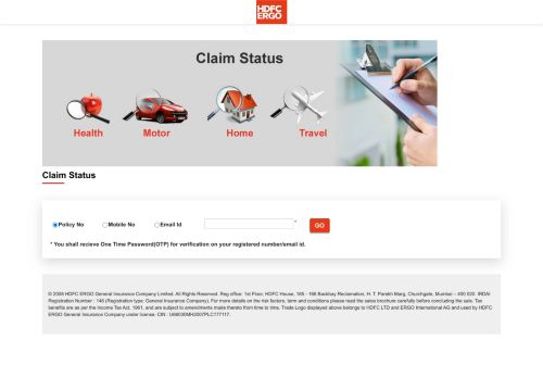 
                            12. Insurance Claims Status - HDFC ERGO General Insurance Company