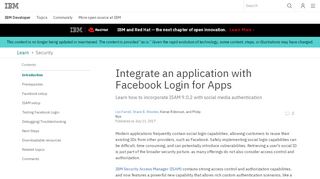 
                            5. Integrate an application with Facebook Login for Apps - IBM
