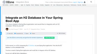 
                            5. Integrate an H2 Database in Your Spring Boot App - DZone Integration