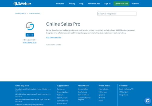 
                            12. Integrate AWeber with Online Sales Pro