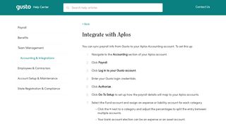 
                            10. Integrate with Aplos - Gusto Support