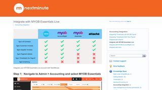 
                            7. Integrate with MYOB Essentials Live - the NextMinute support and ...