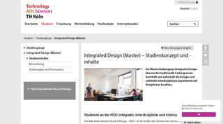 
                            12. Integrated Design (Master) – Studienkonzept - TH Köln