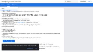 
                            1. Integrating Google Sign-In into your web app | Google Sign-In for ...