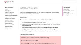 
                            9. Integrating LINE@ - Prism Documentation