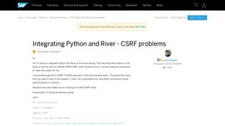 
                            7. Integrating Python and River - CSRF problems - archive SAP