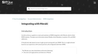 
                            6. Integrating with Meraki – IT Glue Knowledge Base