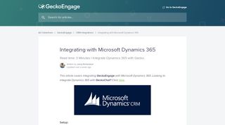 
                            6. Integrating with Microsoft Dynamics 365 | Gecko Academy