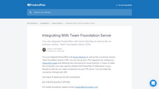 
                            13. Integrating With Microsoft Team Foundation Server - ProductPlan