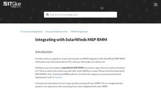 
                            11. Integrating with SolarWinds MSP RMM – IT Glue Knowledge Base
